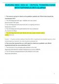 NURSING MISC: HESI A2 - CRITICAL THINKING EXAM  WITH RATIONALE/2023.Qualified 1. The nurse is caring for clients on the pediatric medical unit. Which client should the nurseassess first? 1. The child diagnosed with type 1 diabetes who has a blood glucose 