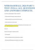 NFHS BASEBALL 2024 PART 1 TEST (WIAA) ALL QUESTIONS AND ANSWERS COMPLETE.