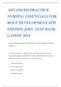 ADVANCED PRACTICE NURSING ESSENTIALS FOR ROLE DEVELOPMENT 4TH EDITION JOEL TEST BANK LATEST 2023