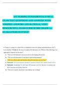 ATI NURSING FUNDAMENTALS FINAL  EXAM TEST QUESTIONS AND ANSWERS WITH  VERIFIED ANSWERS AND RATIONAL VERY  RESOURCEFUL EXAM GUIDE SCORE GRADE A+  GUARANTEED SUCCESS!!