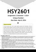 HSY2601 Assignment 2 (ANSWERS) Semester 1 2024 - DISTINCTION GUARANTEED