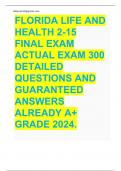 Florida life and health 2_15 final exam actual exam 300 detailed questions and guaranteed answers alrready a grade 2024