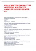 NU 650 MIDTERM EXAM ACTUAL  QUESTIONS AND SOLVED  ANSWERS 2023-2024 GRADED A+   