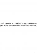 ADULT NEURO NCLEX QUESTIONS AND ANSWERS (437 QUESTIONS) 2024/2025 (VERIFIED ANSWERS).