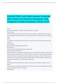 Florida FDLE Law Enforcement Academy State Exam Test Review Questions with Complete Verified Solutions 2024/2025