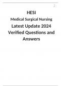 HESI Medical Surgical Nursing Latest Update 2024 Verified Questions and Answers