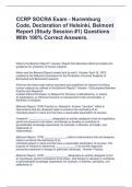 CCRP SOCRA Exam - Nuremburg Code, Declaration of Helsinki, Belmont Report (Study Session #1) Questions With 100% Correct Answers.