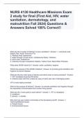 NURS 4130 Healthcare Missions Exam 2 study for final (First Aid, HIV, water sanitation, dermatology, and malnutrition Fall 2024) Questions & Answers Solved 100% Correct!!