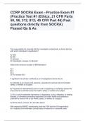 CCRP SOCRA Exam - Practice Exam #1 (Practice Test #1 (Ethics, 21 CFR Parts 50, 56, 312, 812; 45 CFR Part 46) Past questions directly from SOCRA) Passed Qs & As