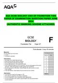 AQA GCSE BIOLOGY 8461/2F FOUNDTION TIER PAPER 2F EXAMINATION QUESTION PAPER JUNE 2024  (AUTHENTIC MARKING SCHEME ATTACHED)