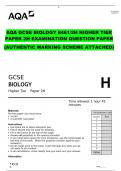 AQA GCSE BIOLOGY 8461/2H HIGHER TIER PAPER 2H EXAMINATION QUESTION PAPER  (AUTHENTIC MARKING SCHEME ATTACHED)