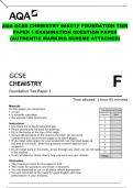 AQA GCSE CHEMISTRY 8462/1F FOUNDATION TIER PAPER 1 EXAMINATION QUESTION PAPER  (AUTHENTIC MARKING SCHEME ATTACHED)