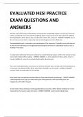 EVALUATED HESI PRACTICE EXAM QUESTIONS AND  ANSWERS