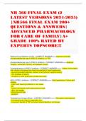 NR 566 FINAL EXAM (2 LATEST VERSIONS 2024-2025) |NR566 FINAL EXAM 200+ QUESTIONS & ANSWERS| ADVANCED PHARMACOLOGY FOR CARE OF FAMILY|A+ GRADE 100% RATED BY EXPERTS TOPSCORE!!!