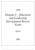 CDIP DOMAIN 2 - EDUCATION AND LEADERSHIP DEVELOPMENT REVIEW EXAM Q & A 2024