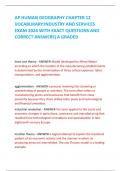 AP HUMAN GEOGRAPHY CHAPTER 12  VOCABURARY:INDUSTRY AND SERVICES  EXAM 2024 WITH EXACT QUESTIONS AND  CORRECT ANSWERS|A GRADED