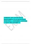 AWHONN ADVANCED FETAL  MONITORING EXAM QUESTIONS  WITH WELL ANSWERED ANSWERS  LATEST 2024 GRADED A+