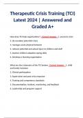 Therapeutic Crisis Training (TCI) Latest 2024 | Answered and Graded A+