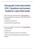 Therapeutic Crisis Intervention (TCI) | Questions and Answers Graded A+ Latest 2024 Guide