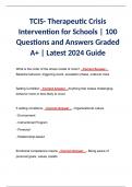 TCIS- Therapeutic Crisis Intervention for Schools | 100 Questions and Answers Graded A+ | Latest 2024 Guide 