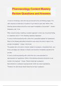 Pharmacology Content Mastery Review Questions and Answers