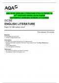 AQA GCSE ENGLISH LITERATURE 8702/1N PAPER 1N 19TH CENTURY NOVEL EXAM PAPER  (AUTHENTIC MARKING SCHEME ATTACHED)