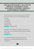 HESI QUESTIONS PART 2 - HEALTH AND  PHYSICAL ASSESSMENT EXAM |  QUESTIONS & ANSWERS (VERIFIED) |  LATEST UPDATE | GRADED A+HESI QUESTIONS PART 2 - HEALTH AND  PHYSICAL ASSESSMENT EXAM |  QUESTIONS & ANSWERS (VERIFIED) |  LATEST UPDATE | GRADED A+