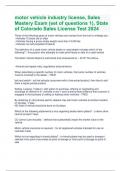 motor vehicle industry license, Sales Mastery Exam (set of questions 1), State of Colorado Sales License Test 2024 