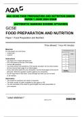 AQA GCSE FOOD PREPARATION AND NUTRITION 8585/W PAPER 1 JUNE 2024 EXAM  (AUTHENTIC MARKING SCHEME ATTACHED)