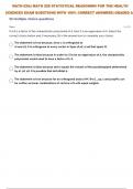  MATH-225:| MATH 225 STATISTICAL REASONING FOR THE HEALTH SCIENCES SELF TEST 21 QUESTIONS WITH 100% CORRECT ANSWERS| GRADED A+ 