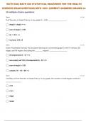  MATH-225:| MATH 225 STATISTICAL REASONING FOR THE HEALTH SCIENCES SELF TEST 12 QUESTIONS WITH 100% CORRECT ANSWERS| GRADED A+ 