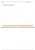  MATH-225:| MATH 225 STATISTICAL REASONING FOR THE HEALTH SCIENCES SELF TEST 4 QUESTIONS WITH 100% CORRECT ANSWERS| GRADED A+ 