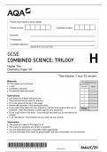 AQA GCSE COMBINED SCIENCE: TRILOGY 8464/C/2H Higher Tier Chemistry Paper 2H Question Paper + Mark scheme [MERGED] June (2023/2024)(VERIFIED)