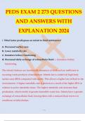 PEDS EXAM 2 273 QUESTIONS AND ANSWERS WITH EXPLANATION 2024.