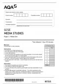 AQA GCSE MEDIA STUDIES 8572/1 Paper 1 Media One Question Paper & Mark scheme (Merged) June 2023 [VERIFIED]