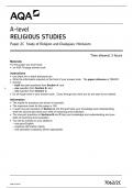 AQA A-level RELIGIOUS STUDIES 7062/2C Paper 2C Study of Religion and Dialogues: Hinduism Question Paper & Mark scheme (Merged) June 2023 