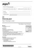 AQA AS PSYCHOLOGY 7181/2 Paper 2 Psychology in context Question Paper & Mark scheme (Merged) June 2023