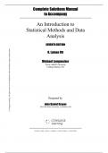 Solution Manual for An Introduction to Statistical Methods and Data Analysis 7th Edition by R. Lyman Ott Michael T. Longnecker