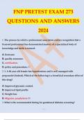 FNP PRETEST EXAM 273 QUESTIONS AND ANSWERS 