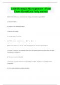 C209 Strategic Management - Final Exam Questions Fully solved