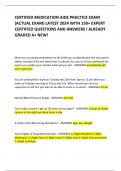CERTIFIED MEDICATION AIDE PRACTICE EXAM  (ACTUAL EXAM) LATEST 2024 WITH 150+ EXPERT CERTIFIED QUESTIONS AND ANSWERS I ALREADY GRADED A+ NEW!     