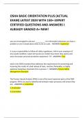 OSHA BASIC ORIENTATION PLUS (ACTUAL  EXAM) LATEST 2024 WITH 150+ EXPERT CERTIFIED QUESTIONS AND ANSWERS I ALREADY GRADED A+ NEW!     