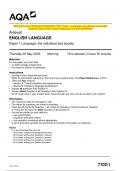 2023 AQA A-level ENGLISH LANGUAGE 7702/1 Paper 1 Language, the individual and society Question Paper & Mark scheme (Merged) June 2023 [VERIFIED] A-level