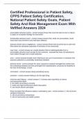 Certified Professional in Patient Safety, CPPS Patient Safety Certification, National Patient Safety Goals, Patient Safety And Risk Management Exam With Vefified Answers 2024