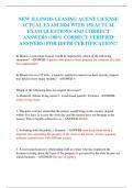 NEW ILLINOIS LEASING AGENT LICENSE  ACTUAL EXAM 2024 WITH 150 ACTUAL  EXAM QUESTIONS AND CORRECT  ANSWERS (100% CORRECT VERIFIED  ANSWERS) FOR IDFPR CERTIFICATION!!