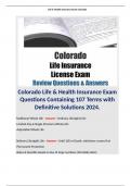 Colorado Life & Health Insurance Exam Questions Containing 107 Terms with Definitive Solutions 2024.