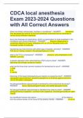 CDCA local anesthesia Exam 2023-2024 Questions with All Correct Answers