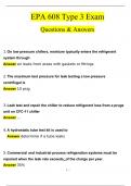 EPA Section 608 Technician Certification Test Preps/ Exams BUNDLED EPA 608 CORE Exam  EPA 608 Type 1 - 2 Test  EPA 608 Certification Exam with 100% Correct Answers 2024 Questions and Answers 2024 / 2025 (Verified Answers by Expert)