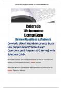 Colorado Life & Health Insurance State Law Supplement Practice Exam Questions and Answers (50 terms) with Solutions 2024.