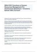 WGU D351 Functions of Human Resources Management Pre Assessment (Questions + Answers) Solved 100% Correct!!